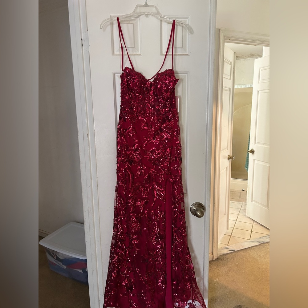 Elegant Red Sequin Gown